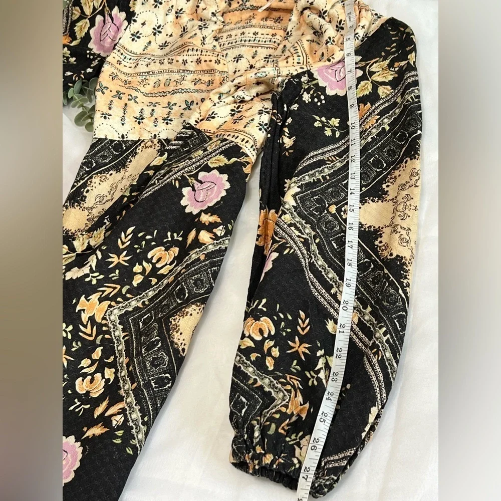Free People Mini Boho Plunge Dress Size Xs Long Sleeve Descanso Floral